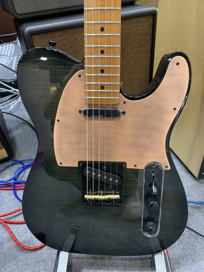 China factory wholesale Flamed Maple TL Style Electric Guitar Yellow Burst With Toasted Maple Neck High Grade Guitar