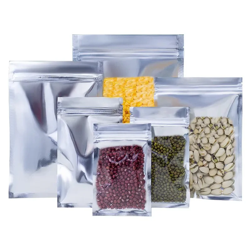 Pouch Food Grade Mylar Stand up Zipper Bag Snack Machines Moisture Proof One Side Clear Aluminium Foil PE Customized 10g 20g 30g