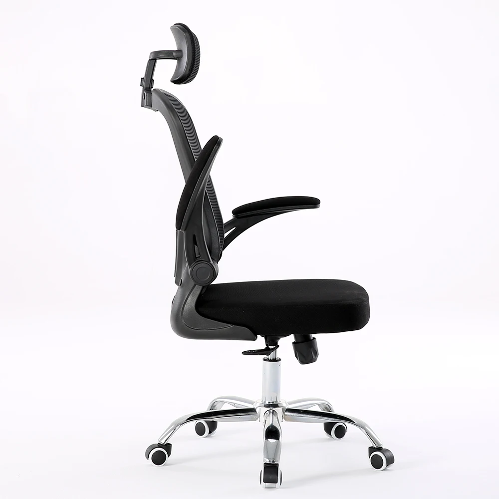 Plastic back foldable arms executive ergonomic computer desk mesh high back office chairs with headrest
