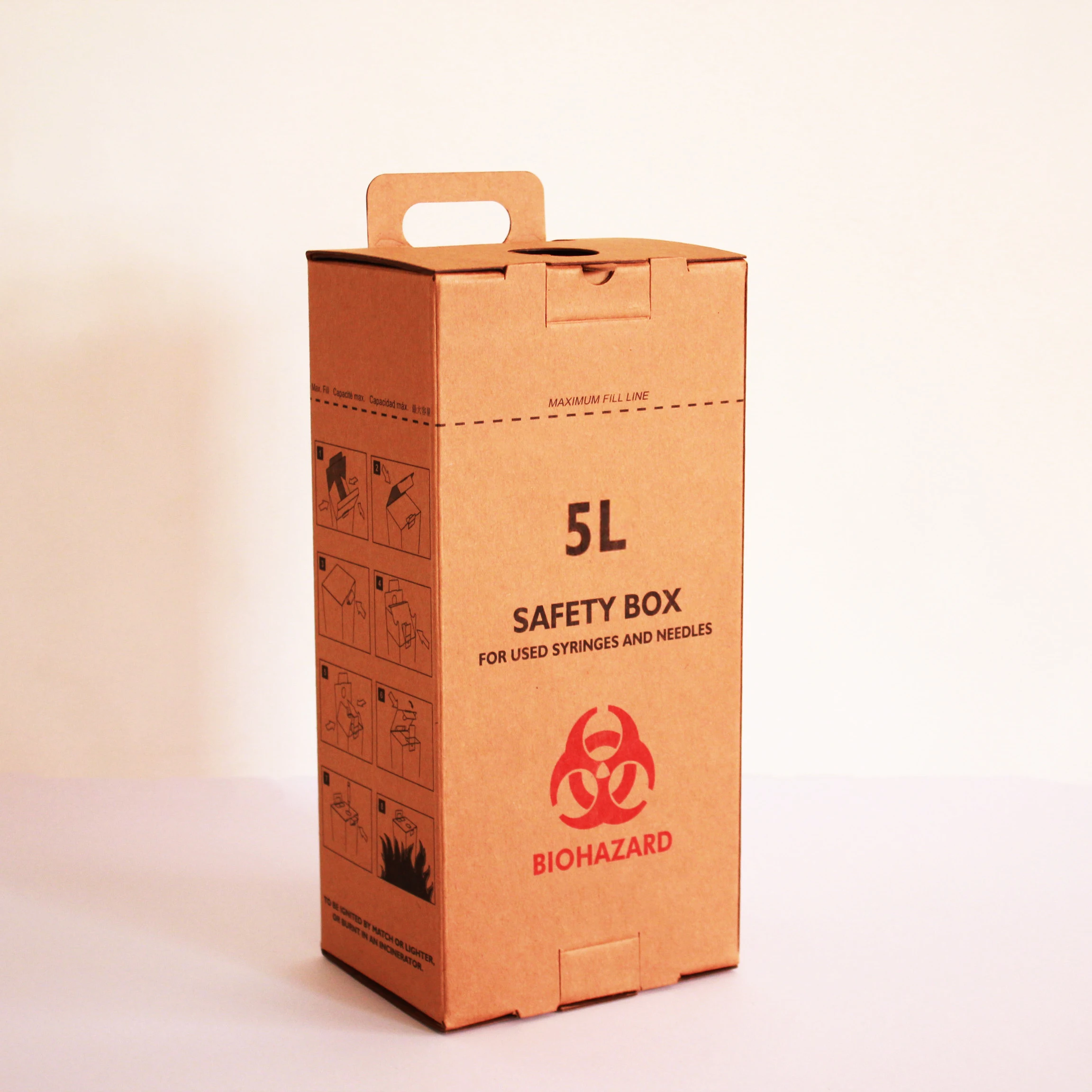 5L 7L 10L 15L 20L 50L Disposable Medical Safety box Cardboard Sharps Container Sharp Safety Box