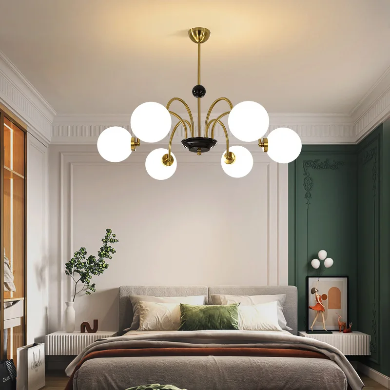 JYLIGHTING Modern simple art glass ball French living room chandelier Nordic dining room bedroom round magic bean pendant light