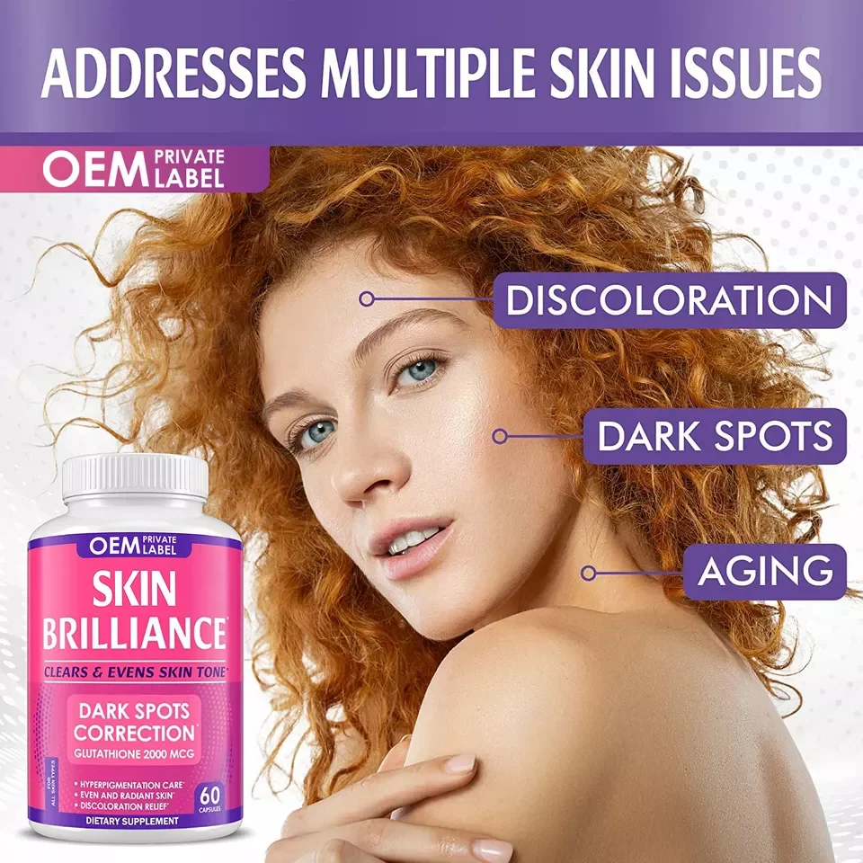 OEM Skin Whitening Capsules Whitening Pill Capsules Anti aging Antioxidant Whitening Skin Collagen Capsules