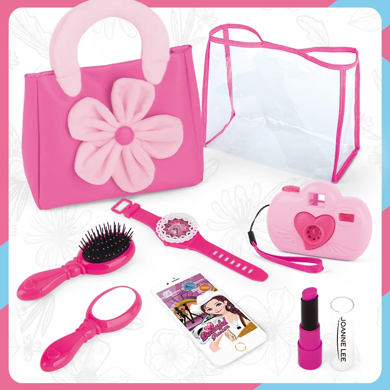 Real kids Pretend Play Toys  Play Beauty & Birthday Gift cute pink dress up game cosmetic bag Make Up Toy For Girl