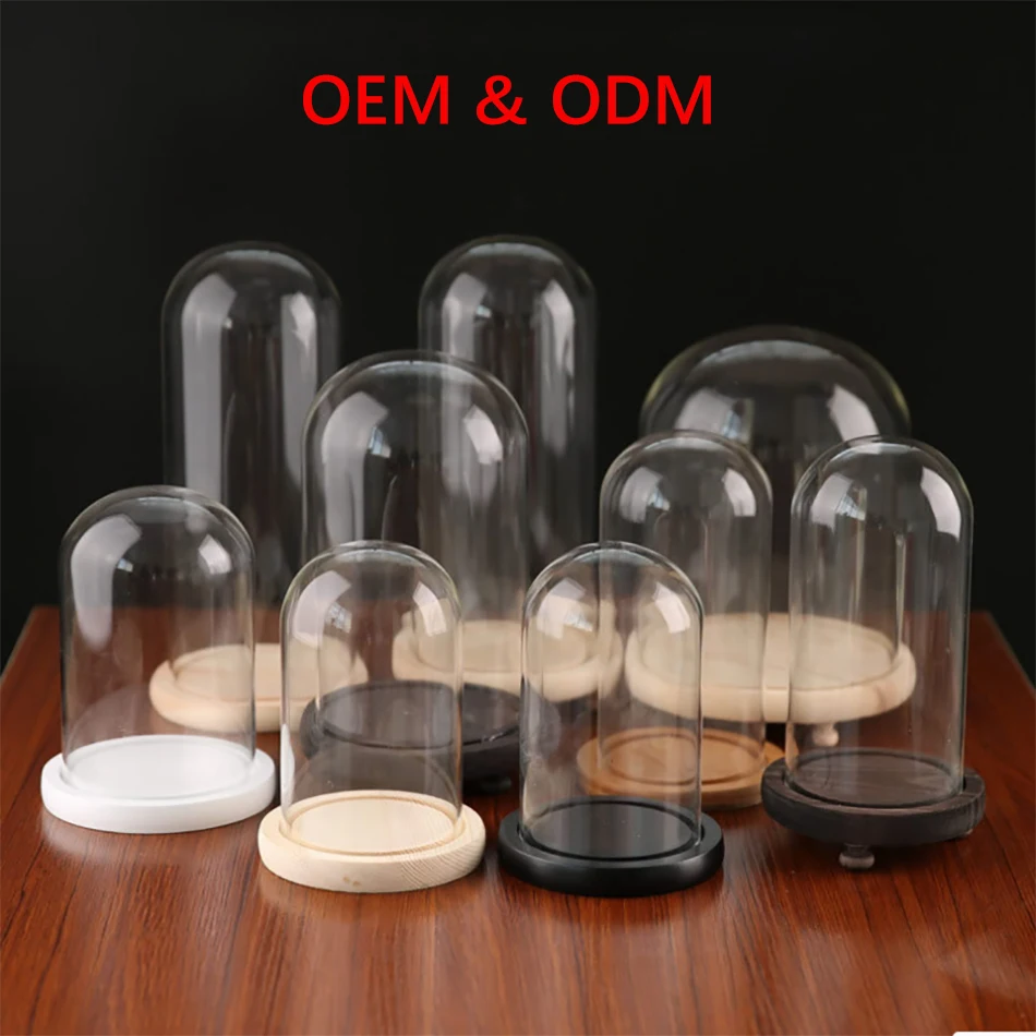 wholesale custom decorative mini clear heat resistant wedding bell jar shape display high borosilicate cloche rose glass dome