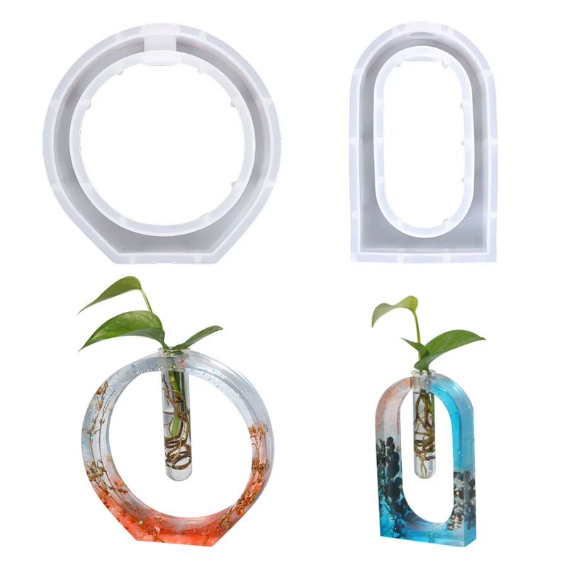 DLR1356 factory custom wholesale diy standing round oval hydroponic flower decoration crystal drop resin mold