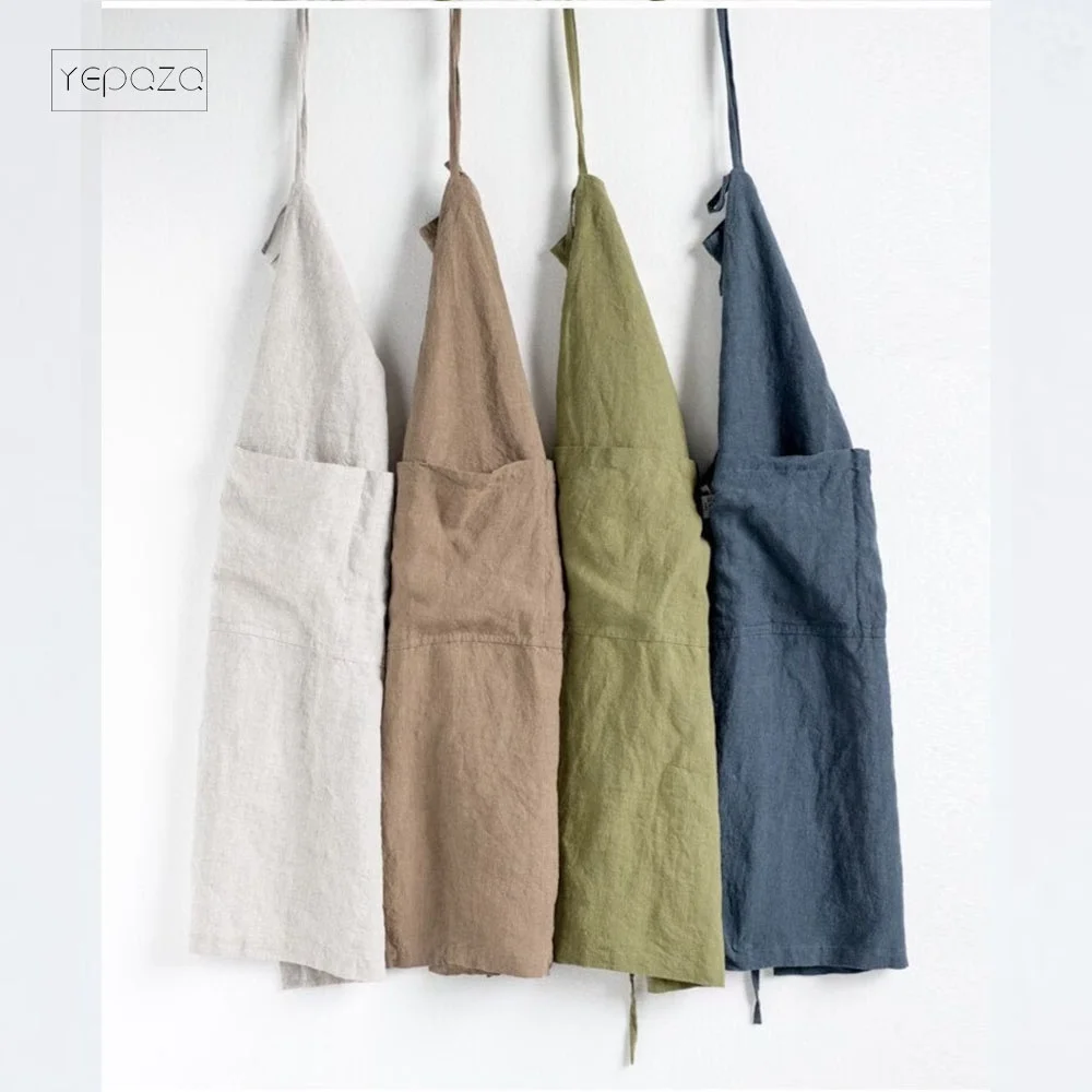Natural Soft Linen Apron Basic Kitchen Linen Apron