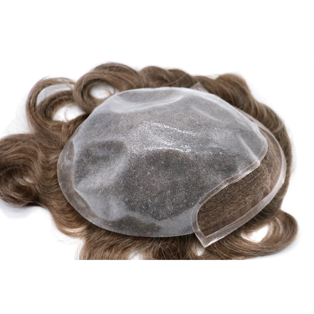 
Fast Shipping Natural Hairline Bleached Knots French Lace Men Toupee With Mono Net 