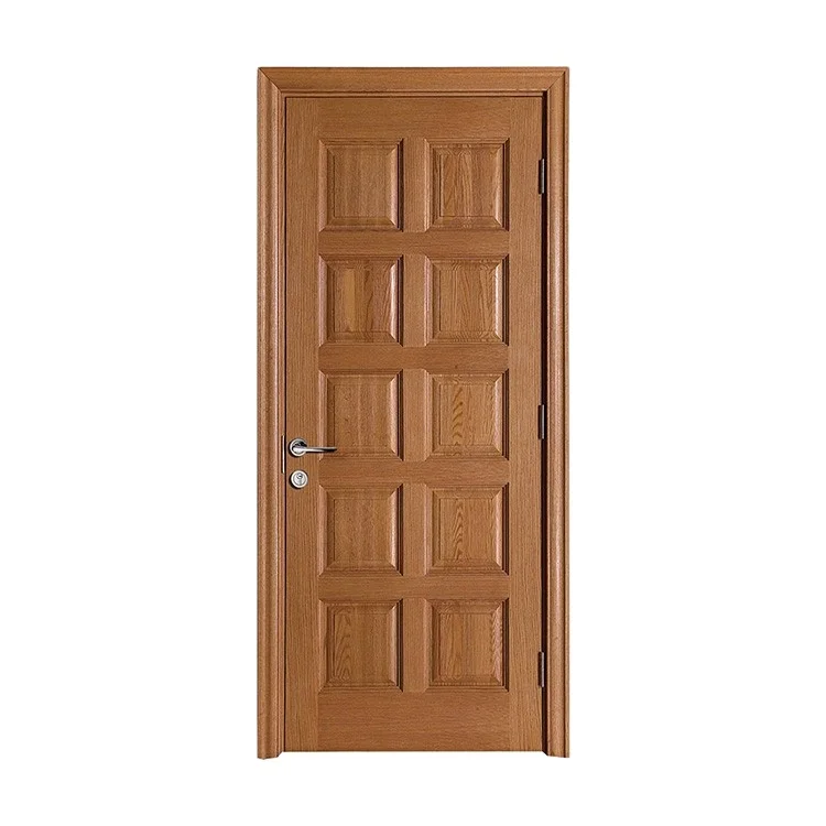Solid lattice wood grid design solid wood door Indian kerala house interior door