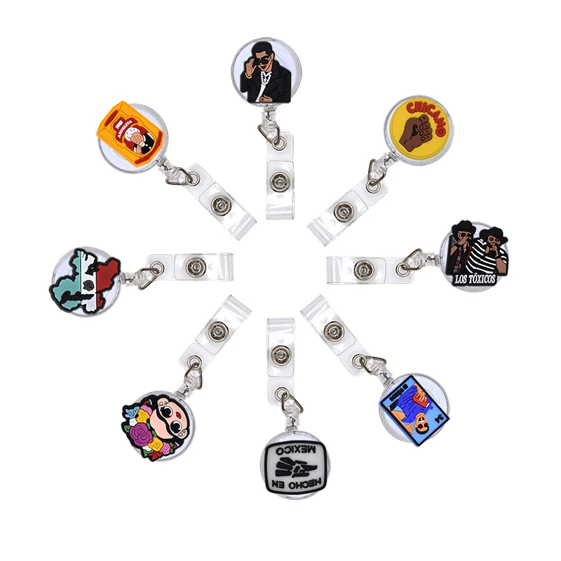 Factory Direct Wholesale Mexican  Cartoon Custom Badge Holder Badge Reel Id Card Badge Holder