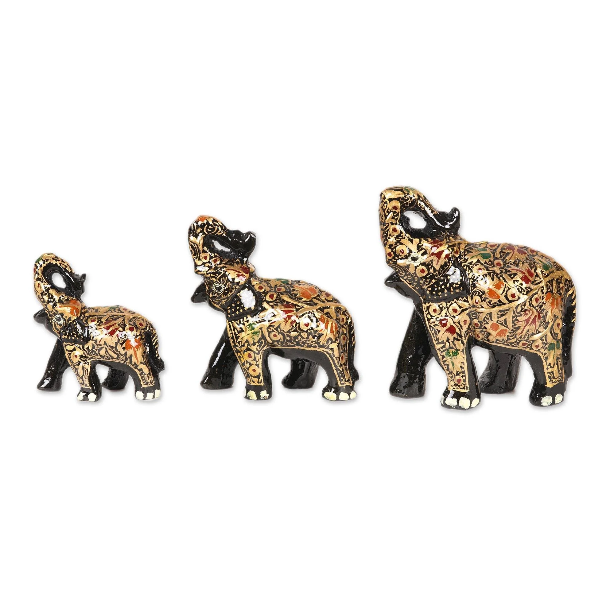 Handmade elephant family set of 3 elephant hand painted with latest designs and lead free colors