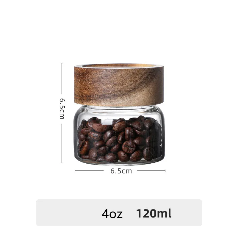 65mm diameter 4 oz small screw top glass storage jar More sealed Kitchen acacia wood spice jar