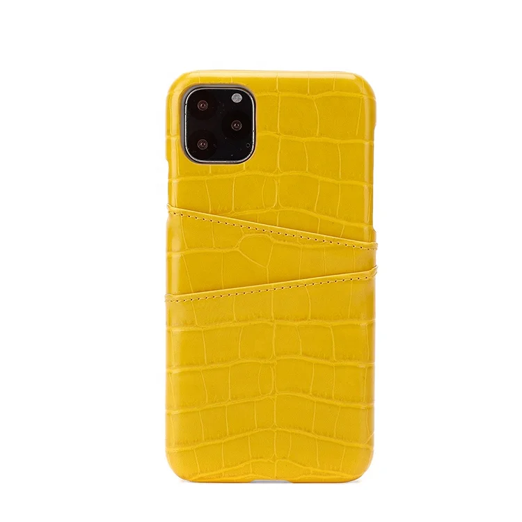 Custom Logo Paint Oil Craft Croc Grain Contrast Color Double Card Slots Alligator Leather Phone Cases