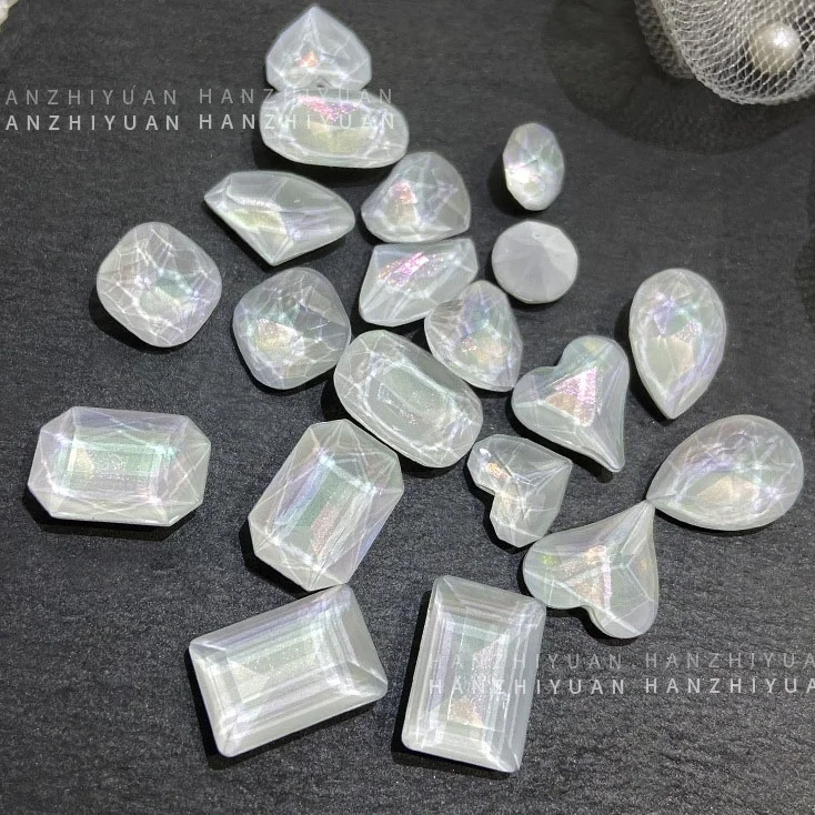 Paso Sico K9 Crystal Glass White Mocca Big Sweet Heart Multi Shapes Glass Nail Rhinestone for DIY Nails Fancy Crystal Stone