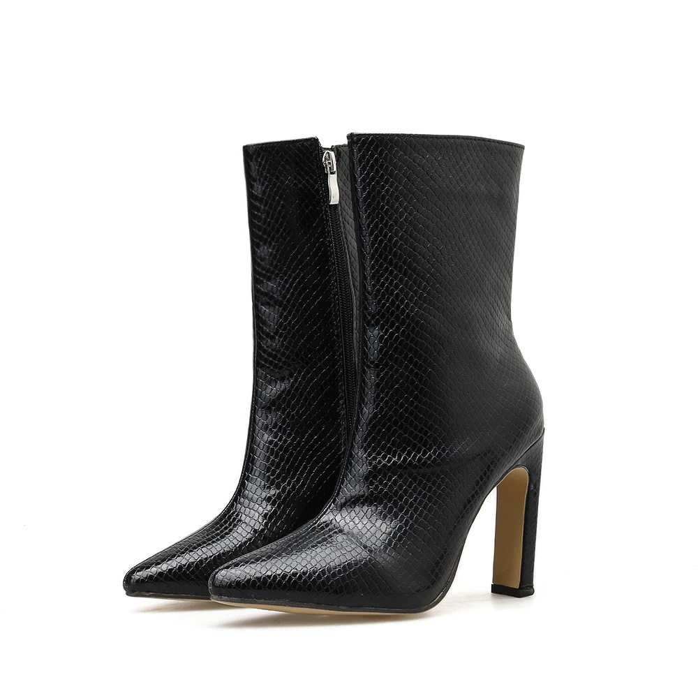 
101311 ISEEYOUFIRST shoes women New Style Crocodile Pattern Leather Simple and Versatile Short Boots 35-42 Size 