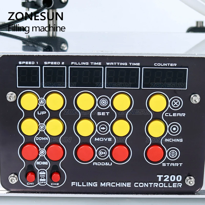 ZONESUN ZS-DPYT200L Double Head Diaphragm Pump Semi Automatic Milk Juice Small Bottles Liquid Filling Machine