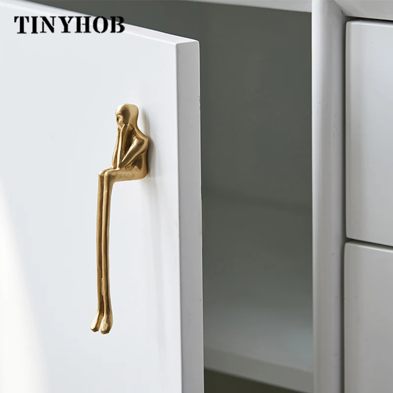 Creative Brass Handle Simple Wardrobe Door Cabinet Knob Drawer Human Shape Handle Home Decoration Handle C-3535