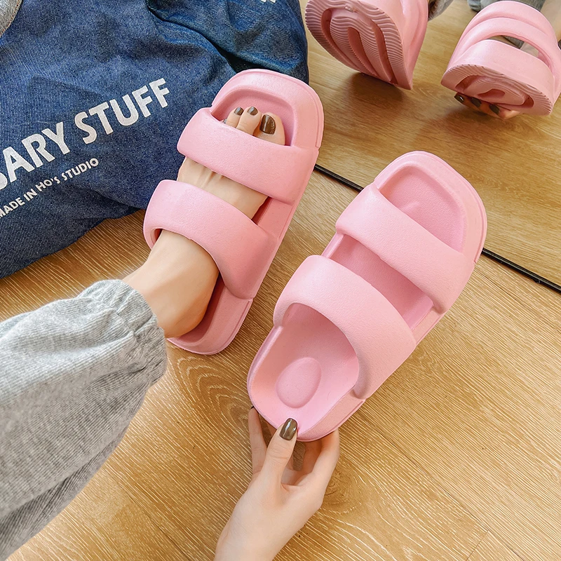 2023 summer wholesale ladies slides women slippers sandals pink platform shoes slippers two straps home slippers for men