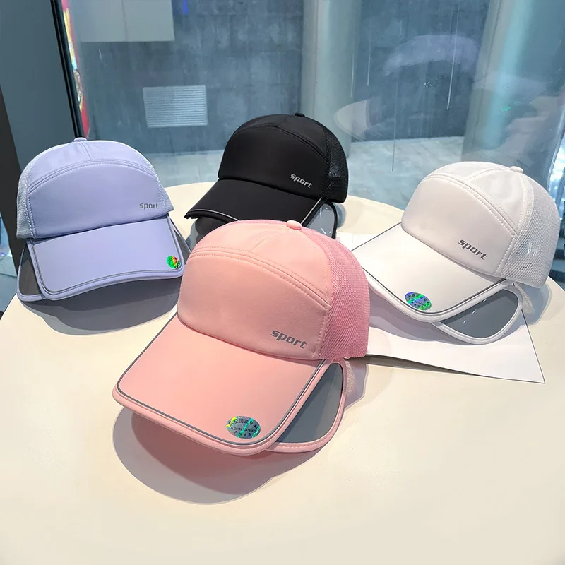 New retractable brim sun hat women outdoor UV protection breathable mesh peaked cap factory direct sales