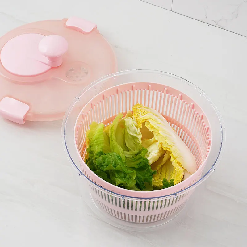DD1106  Quick Dryer Kitchen Manual Drying Basket Box Double Layer Leafy Vegetable Fruit Washer Large Salad Spinner