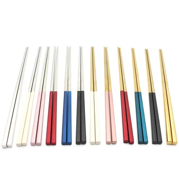 Wholesale Cheap High Quality Korean Colorful Plating Gold Stainless Steel Cutlery Chopsticks Set