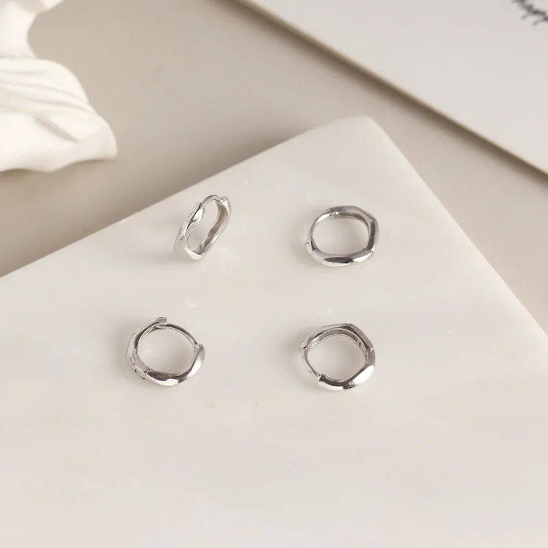 INS design jewelry Wholesale Sterling Silver Korea Style 925 Silver hoop huggie Earring Silver women Jewelry