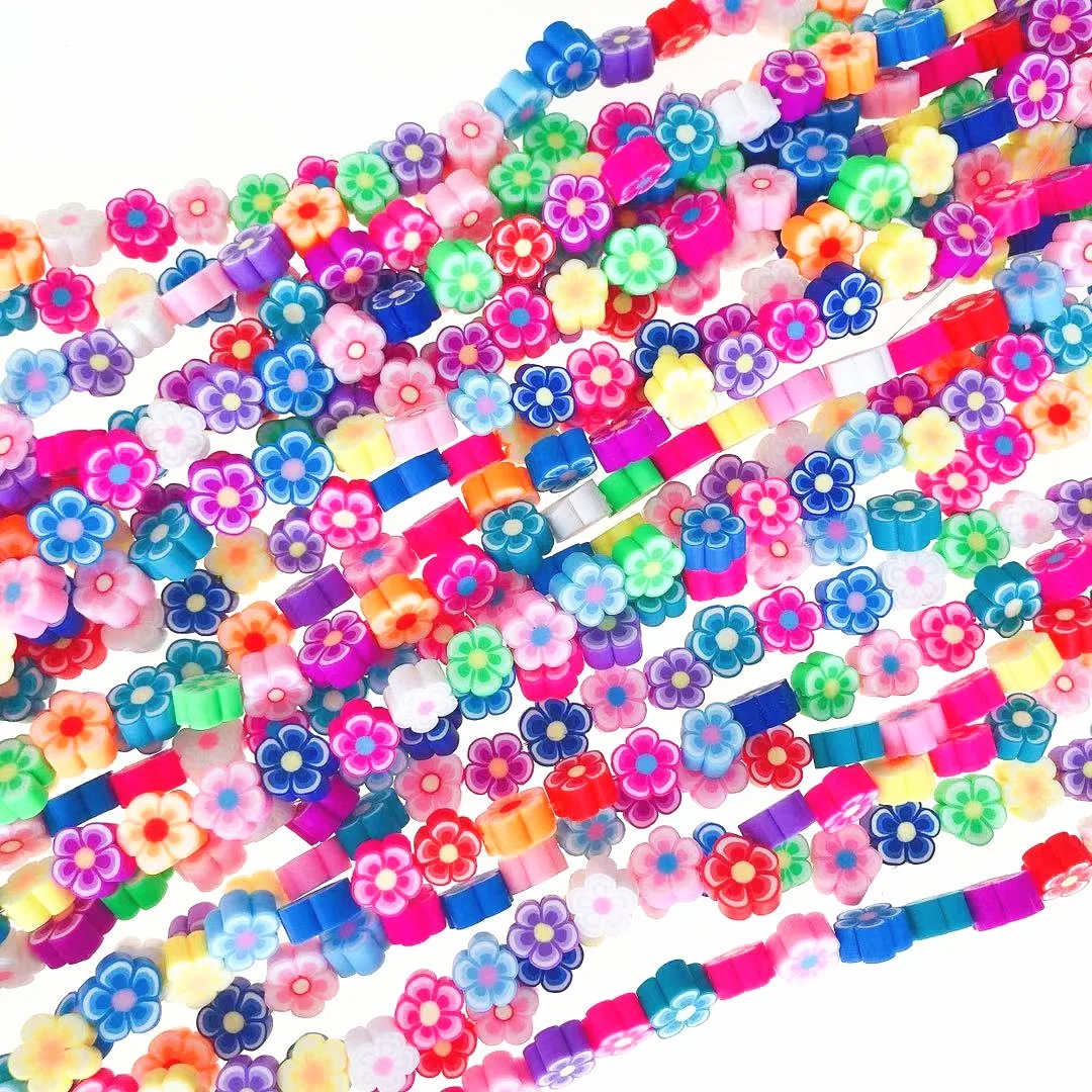 
YJ-GB351 colorful fashion loose flower necklace bracelet jewelry making bead wholesale summer spring style polymer clay beads 