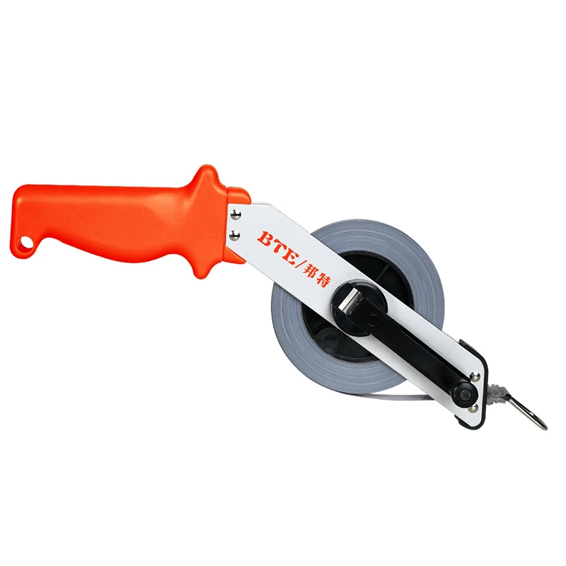 BTE Factory Anti-idling Folding Handle 20m /30m /50m Long Stainless Steel Tape Measure Custom Logo Tape Measure