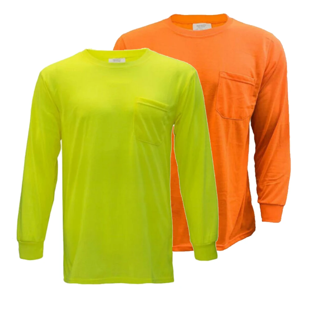 wholesale high quality Yellow Construction Hi Vis Long Sleeve Safety Orange T Shirt Reflective