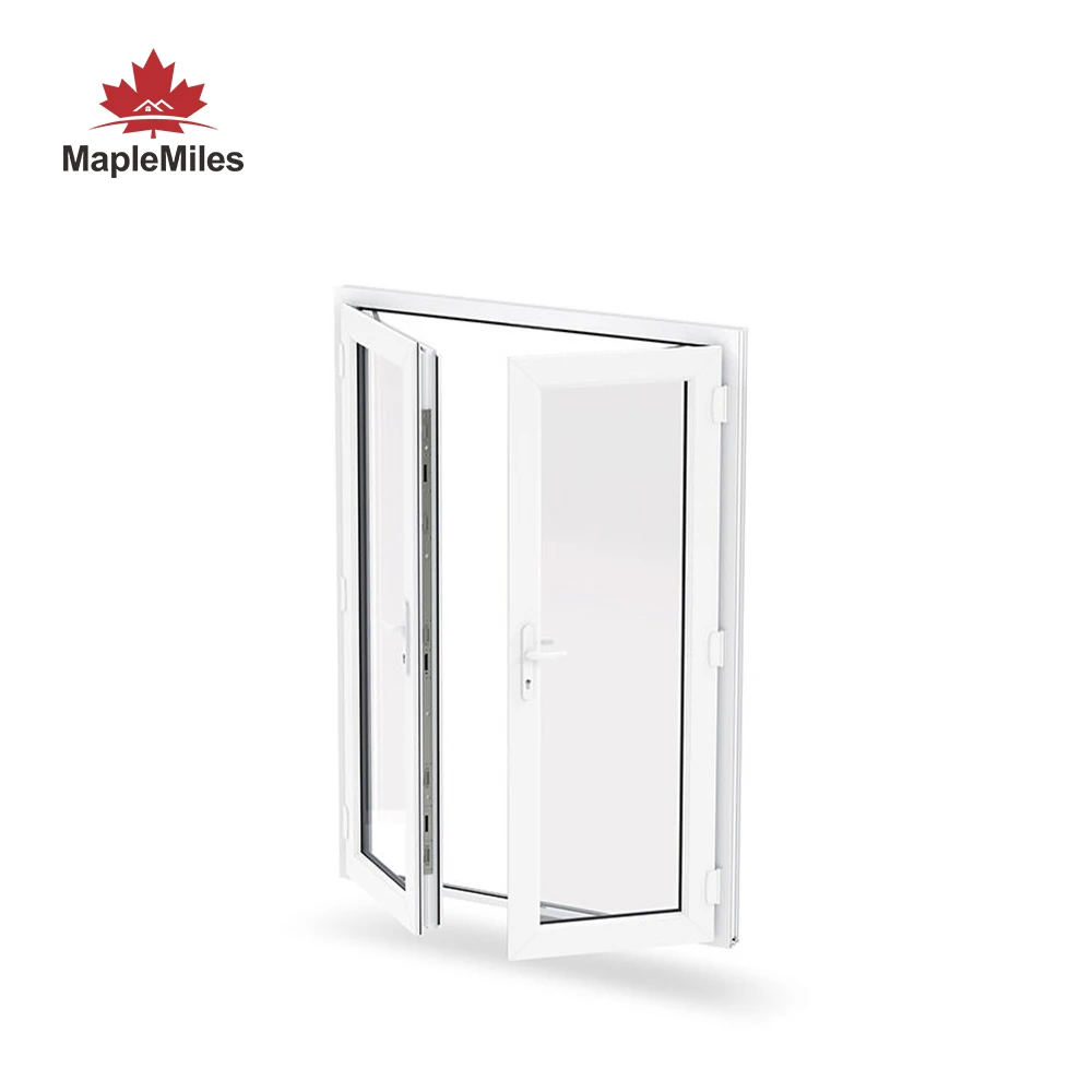 Maplemiles 70 Series Classic Design Double Soundproof Glass White Kitchen Pvc Casement Window