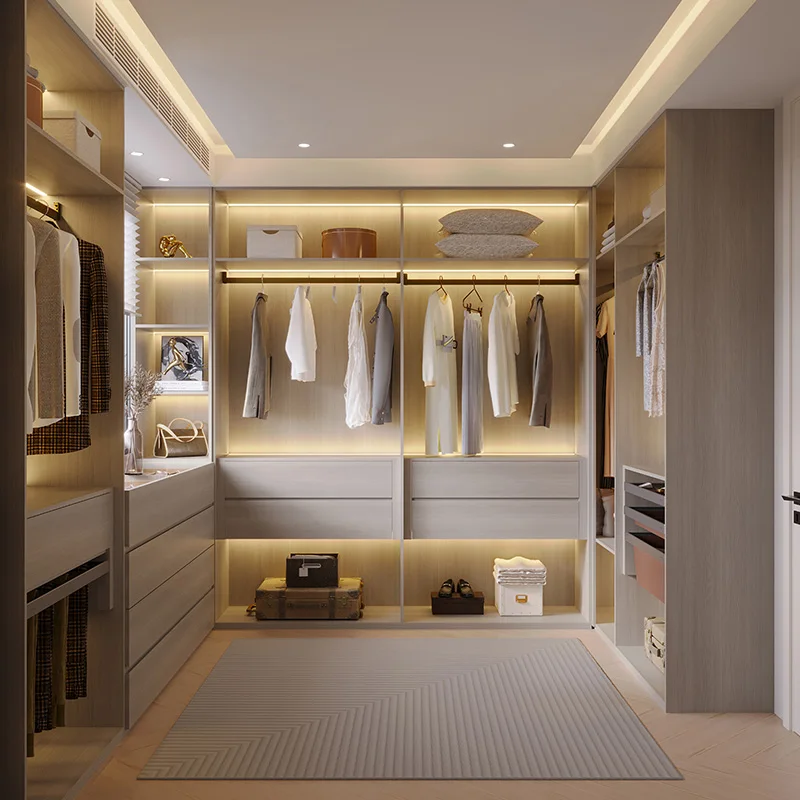 Hotel design picture room cabinet space saver wood shaker door bedroom wardrobe