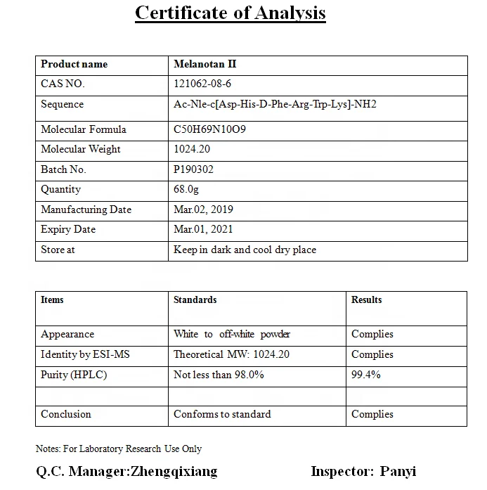 
Skin Tanning Peptide MTII // MT-2 // MT-II // MT2 Powder 