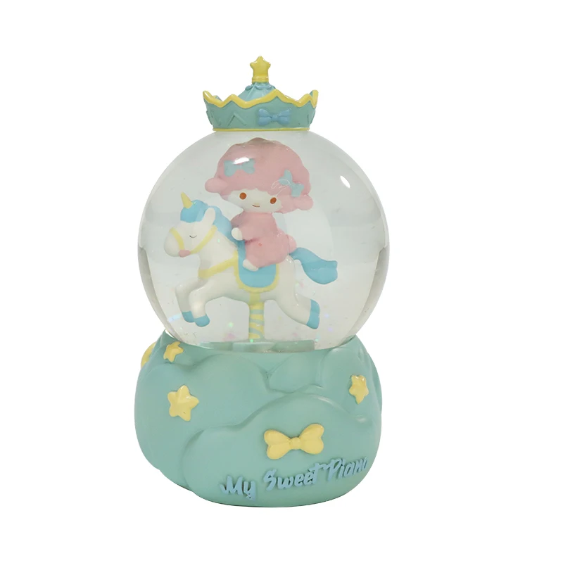 Custom Water Globe Christmas Music Box Pink Snowball Carousel Horse Snow Globe with musical