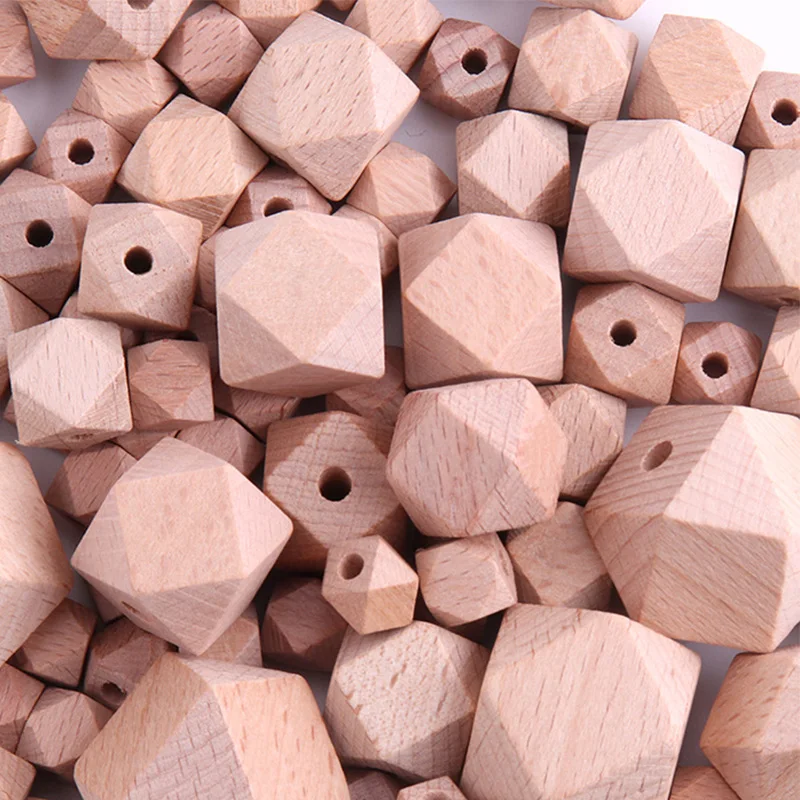 High Quality 25-80mm Customized LOGO Beech Wooden Organic Teething Rings Round Wood Baby Teether Toys