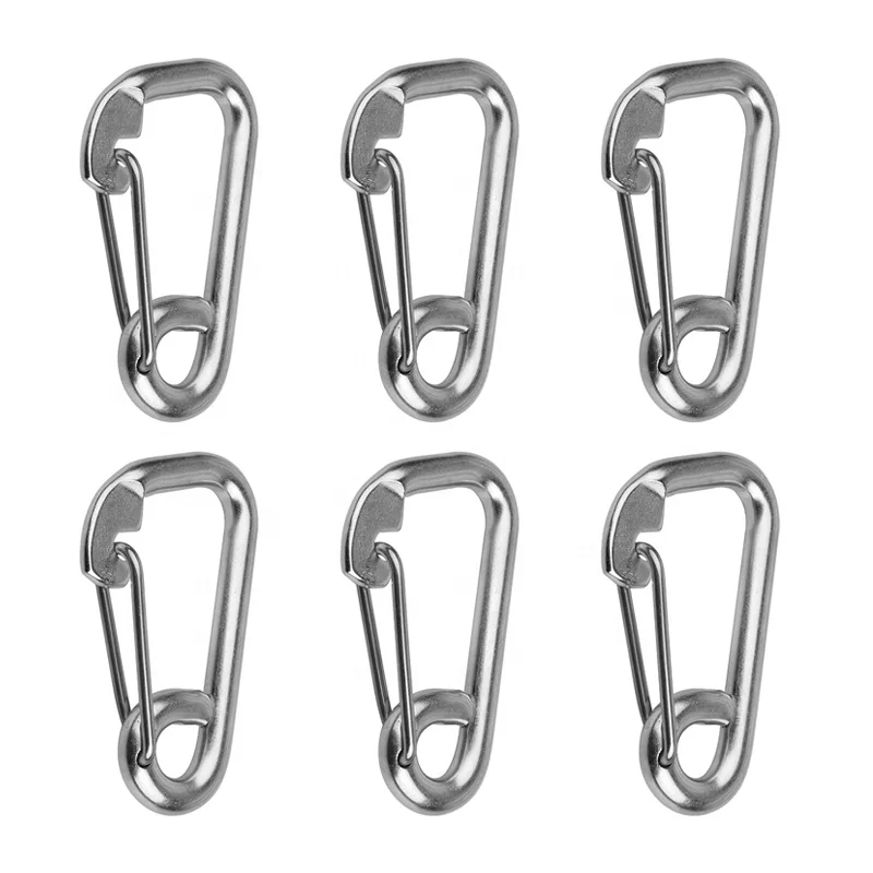 FULE Bestselling Carabiner Chain Stainless Steel 316L Metal Lanyard Bag Metal Large Spring Gate Snap Hook