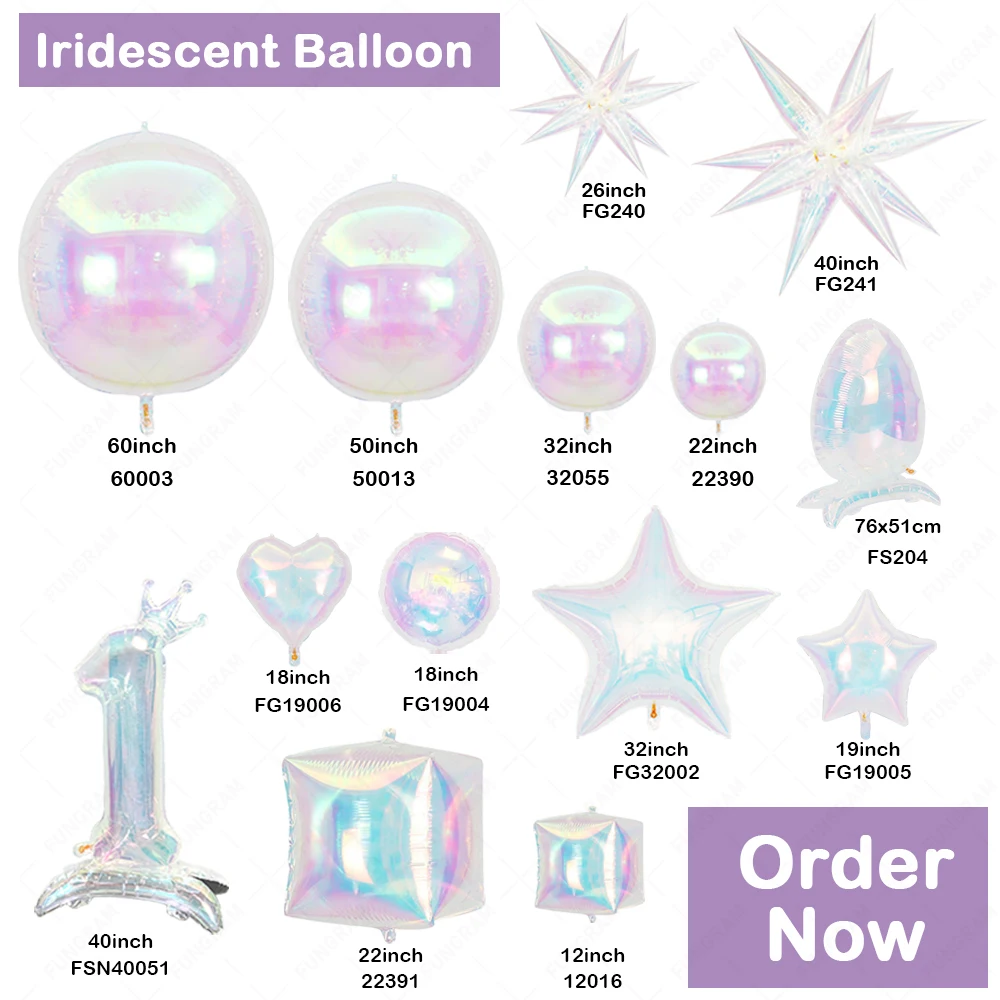 Hot Sale 60inch Huge 4D Foil Balloons Iridescent Pearl White Nylon Foil Balloons Party Decorations Supplies Big Foil 4D Balloons