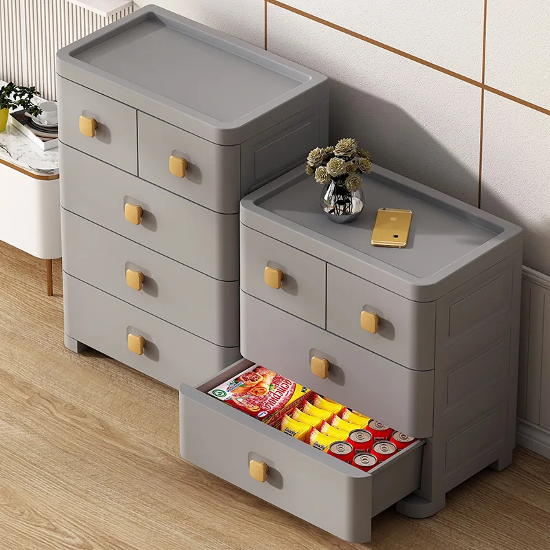 Grey Wardrobe Home Furniture 76.5 cm Jumbo Size Frosted Surface Design 5 Tiers Plastic Storage Drawers Living Room Cabinet