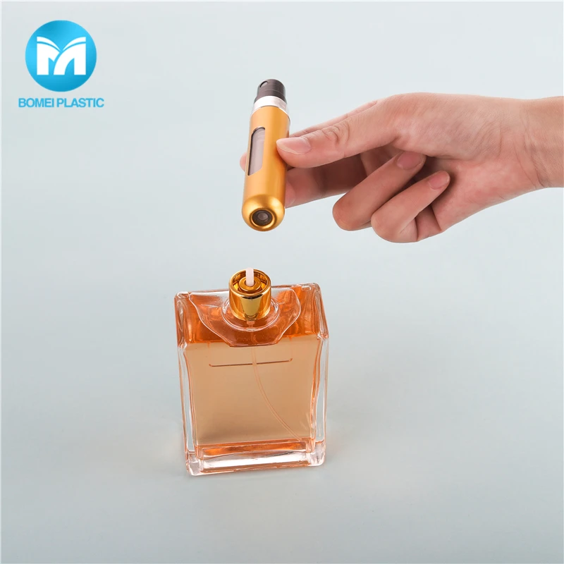 Luxury mini 5ml 8ml acrylic refillable aluminum rose gold perfume spray container perfume bottles
