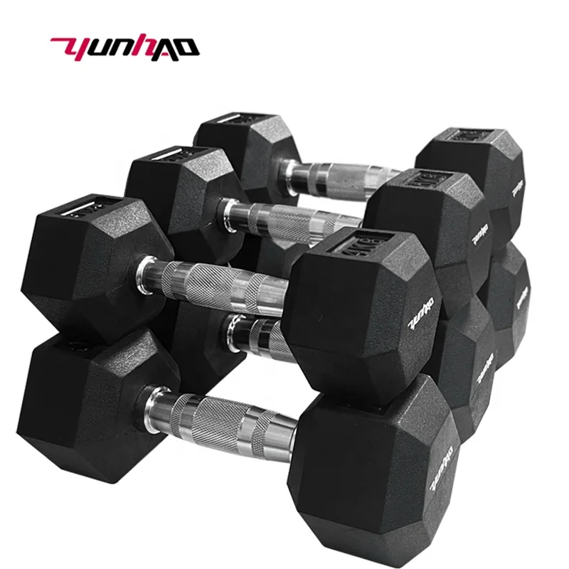 Wholesale Gym Equipment Cheapest Buy Online 2.5-50KG Rubber Cast Iron Hex Dumbbell Set