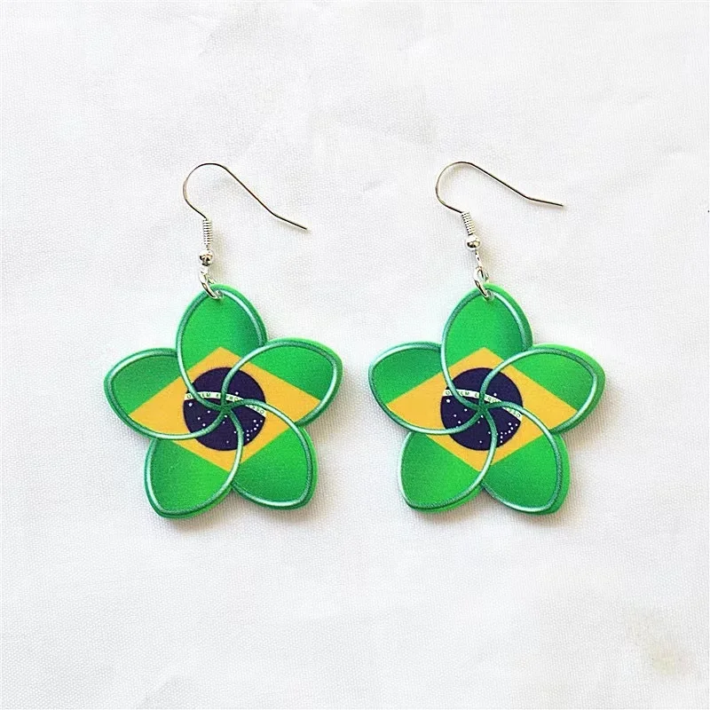 ES1787 enamel Plumeria flower Acrylic earring Hawaiian gold jewelry wholesale earring set for woman girl dancing party