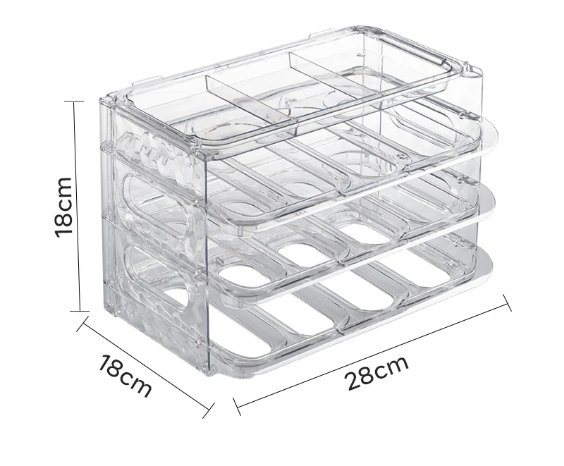 New Egg Storage Box Plastic Kitchen Tools Household Transparent Drawer Type Case Stackable Scale Time Fresh Storage Containers