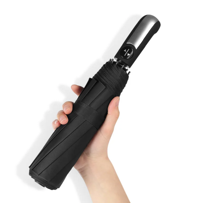 ten-bone automatic handle umbrella Student portable sun-shade umbrella Plus-sized straight rod long handle advertising umbrella