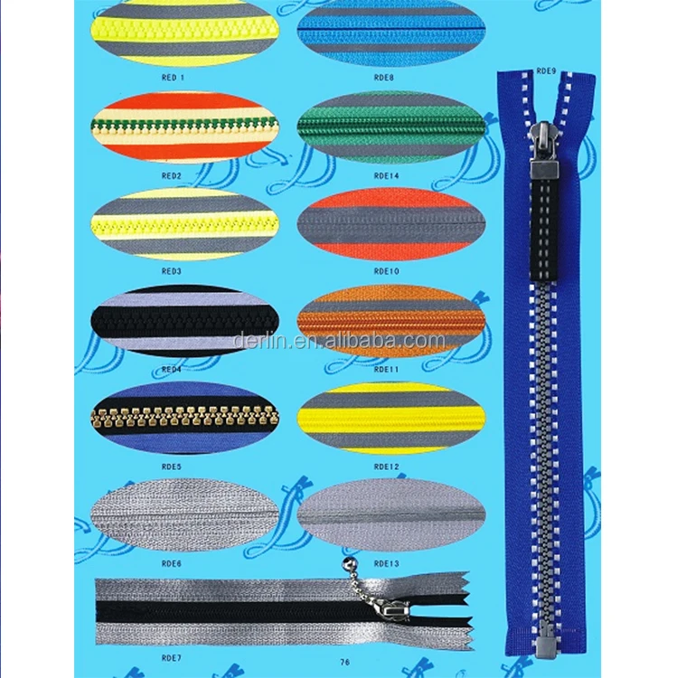  High Quality Reversible Nylon Plastic Semi Lock Slider Reflex Tape Color Teeth Zipper Close