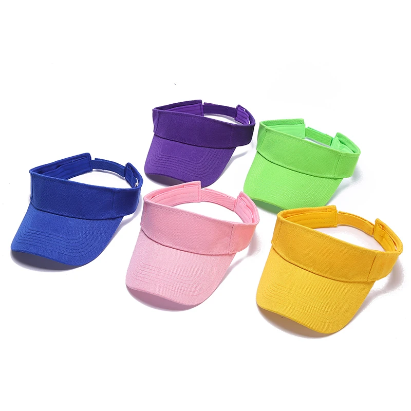 Summer Sun Protection Blank Plain Solid Color Visor Caps Wholesale Adjustable Custom Logo Cycling Sport Caps