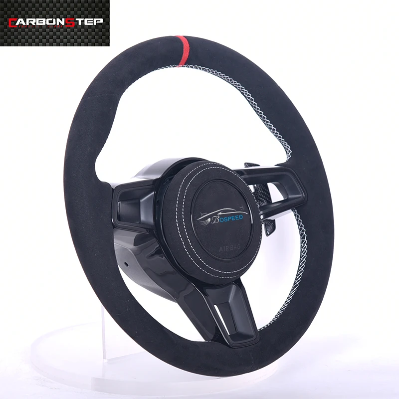 Black Leather Steering Wheel For Cayenne Macan 911 Suede Suede Leather