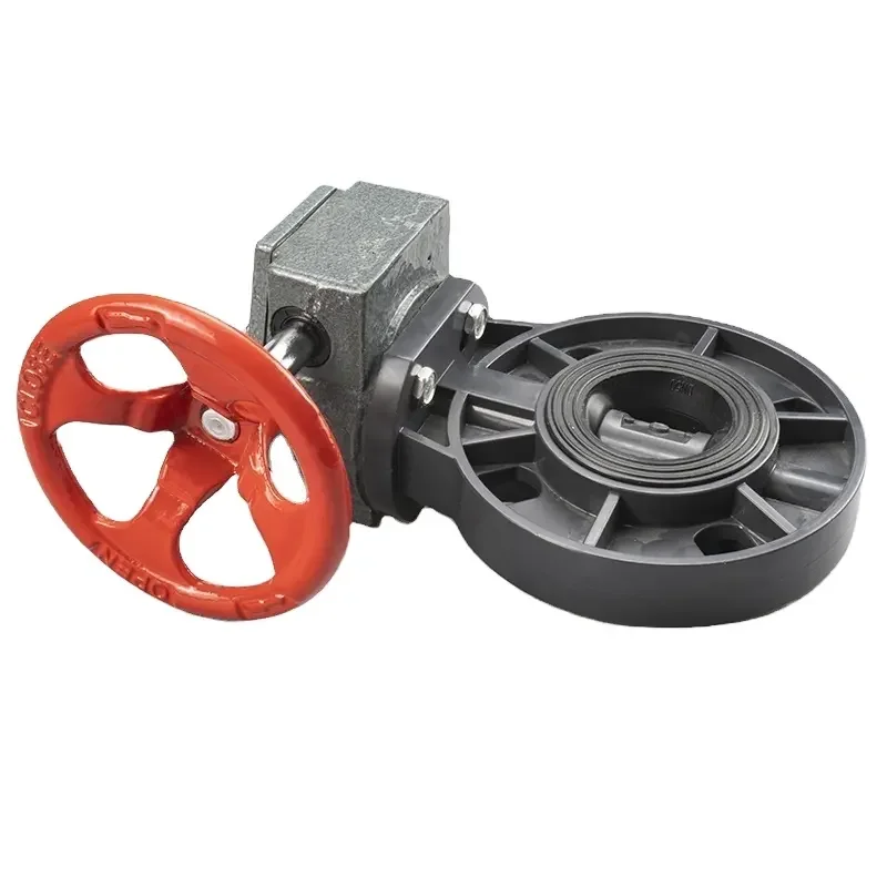 Wafer Type PVC Gear Operated Butterfly Valve Plastic Handle Butterfly Valve Control Flow Water