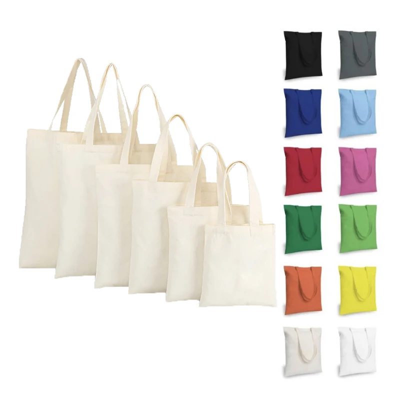 wholesale 30 styles Black white natural color reusable cotton canvas tote shopping custom bag Gift bags With Custom