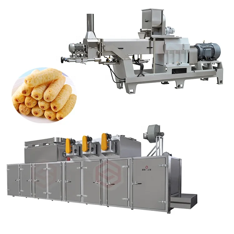 Automatic inflating sweet industrial puffed production line core filled snack food making machine