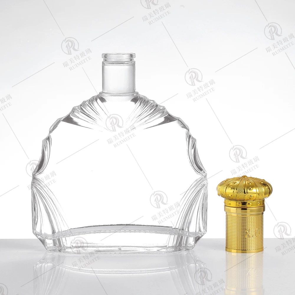 Glass bottle manufacture super flint  bottle high quality spirts rum gin whisky cognac XO brandy glass bottle