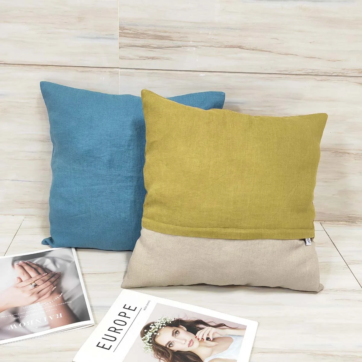 Wholesale Custom Logo Printed 100% Linen Fabric Pillow Case Luxury Linen Zipper Envelope Pillow For Bedroom Living Room Sofa