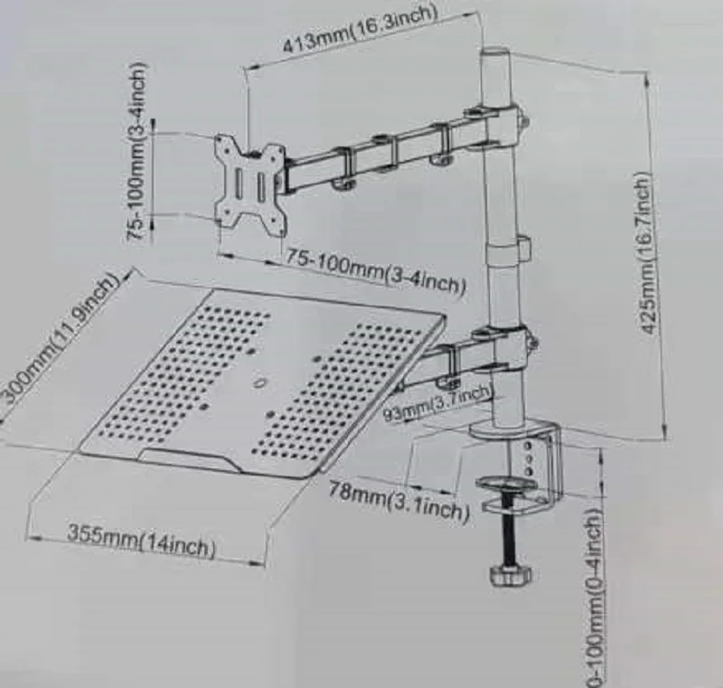 LCD Monitor Arm With Laptop Notebook Adaptor Adjustable Dual Monitor Mount Stand